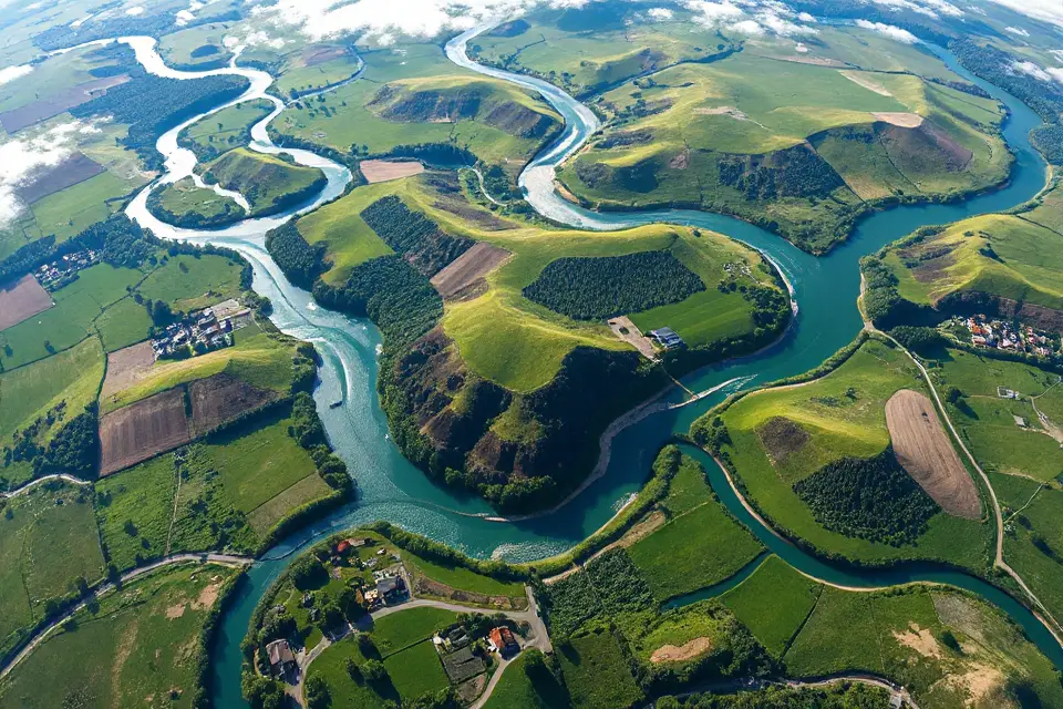 winding rivers in landscapes