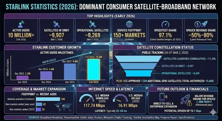 Starlink Statistics (2026) - Sentinel Mission