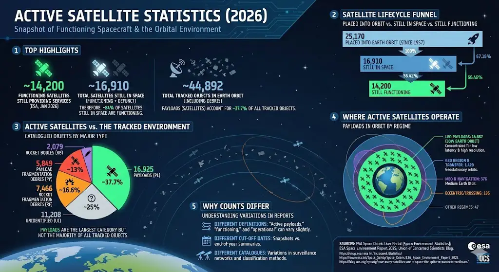 active satellite statistics